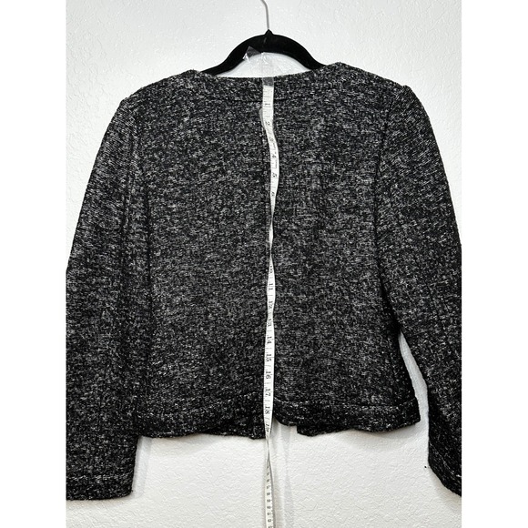 Banana Republic Women's Black Tweed Cropped Blazer Made in Italy Fabric Sz 6 - Picture 3 of 4